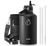 Botella de agua de acero inoxidable al vacío BUZIO de 2 L, mantiene frío 48h, sin BPA, doble pared, ideal para deporte al aire libre, senderismo, ciclismo, campamento, jogging, Negro