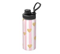 Botella de agua de acero inoxidable con aislamiento al vacío de 530 ml, diseño de corazón galaxia a prueba de fugas con asa de transporte, taza térmica para deportes, escuela, viajes, gimnasio, viajes