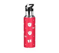 Botella de agua de acero inoxidable con aislamiento al vacío de caricaturas de Papá Noel, 591 ml, a prueba de fugas, botella de agua deportiva sin BPA