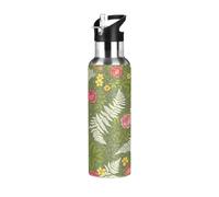 Botella de agua de acero inoxidable con aislamiento al vacío de flores botánicas vintage, de 20 onzas, a prueba de fugas, botella de agua deportiva sin BPA