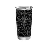 Botella de agua de acero inoxidable gótica negra con diseño de telaraña de Halloween con tapa a prueba de fugas para mujer, para gimnasio, simplemente vaso aislado al vacío, 20 onzas