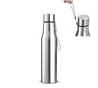 Botella de agua de acero inoxidable portátil de una sola pared, botella de agua grande para campamento con asa, boca ancha, a prueba de fugas, ligera, para deportes al aire libre (32 onzas)