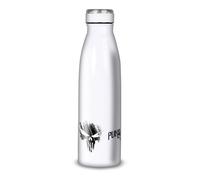 Botella de agua de aluminio - Acero inoxidable (termo 24 horas) reutilizable de 330 ml a 750 ml, diseño The Punisher (acero inoxidable, botella (isotérmica, tapa plana) 500 ml)