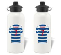 Botella de agua de aluminio personalizada con diseño de camiseta de fútbol para los aficionados de Queens Park Rangers FC - 600ml - White Botella