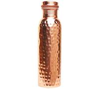 Botella de agua de cobre 100% puro Botella de cobre de agua ayurvédica - Botella de agua a prueba de fugas Tapón de sellado, botella de cobre sin juntas 600 ML (martillado)