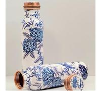 Botella de agua de cobre 100 % puro, sin juntas, a prueba de fugas, beneficios para la salud, botella de cobre elegante de 900 ml (diseño 13)
