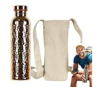 Botella de agua de cobre de imitación - Frasco martillado a mano de 900 ml, diseño aislado | Recipiente para beber a prueba de fugas con de para viajes, yoga, oficina, bienestar,