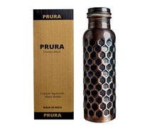 Botella de agua de cobre de PRURA, a prueba de fugas, recipiente ayurvédico de cobre puro, color Design 10, tamaño 900ml/30oz