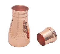 Botella de agua de cobre martillado diseno vintage y moderno, disfruta de los beneficios de salud inmediatamente un recipiente de cobre ayurvédico Botella de agua de para viajeros 900 ml (diseño-2)