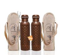 Botella de agua de cobre para beber de 32 onzas, jarra de agua de cobre puro de diamante antiguo, botella de viaje para gimnasio, oficina, senderismo, recipiente de agua martillado ayurvédico al aire