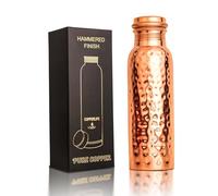 Botella de agua de cobre puro | 100% cobre puro para Ayurveda Health Benifit | 34 onzas | Diseño martillado hecho a mano para agua potable | Tapa a prueba de fugas