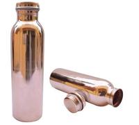 Botella de agua de cobre puro para beneficios de salud ayurvédicos (sin juntas y a prueba de fugas) 600 ml, normal) JUEGO DE 2 PIEZAS
