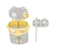 Botella de Agua de Doble Bebida, Linda Botella de Agua a Prueba de Fugas para Niños con Correa para Niños (Amarillo)