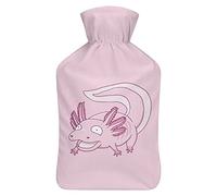 Botella de agua de goma Axolotl rosa con cubierta de felpa suave, bolsa de agua caliente para invierno, manos y pies, protección contra el frío, 1000 ml