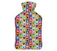 Botella de agua de goma con cara de bulldog francés con cubierta de felpa suave, bolsa de agua caliente para invierno, manos y pies, protección contra el frío, 1000 ml