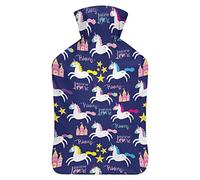 Botella de agua de goma con diseño de castillo de princesa, con funda de felpa suave, bolsa de agua caliente para invierno, manos y pies, protección contra el frío, 1000 ml