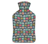 Botella de agua de goma con diseño de elefante, flamenco, con cubierta de felpa suave, bolsa de agua caliente para invierno, manos y pies, protección contra el frío, 1000 ml