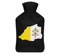 Botella de agua de goma con diseño de mapa de la bandera del Vaticano con cubierta de felpa suave, bolsa de agua caliente para invierno, manos y pies, protección contra el frío, 1000 ml