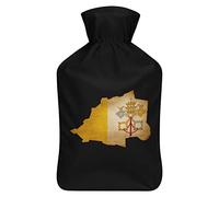 Botella de agua de goma con diseño de mapa de la bandera del Vaticano con cubierta de felpa suave, bolsa de agua caliente para invierno, manos y pies, protección contra el frío, 1000 ml
