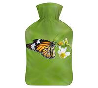 Botella de agua de goma con diseño de mariposa de tigre con cubierta de felpa suave, bolsa de agua caliente para invierno, protección contra el frío, 1000 ml