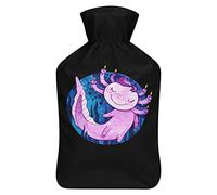 Botella de agua de goma con diseño de personaje Axolotl con cubierta de felpa suave, bolsa de agua caliente para invierno, manos y pies, protección contra el frío, 1000 ml