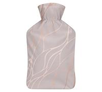 Botella de agua de goma con estampado de mármol de oro rosa con cubierta de felpa suave, bolsa de agua caliente para invierno, manos y pies, protección contra el frío, 1000 ml