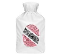 Botella de agua de goma con impresión de dedos Trinidad y Tobago con cubierta de felpa suave, bolsa de agua caliente para invierno, manos y pies, protección contra el frío, 1000 ml
