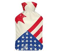 Botella de agua de goma con la bandera de Estados Unidos y Canadá con cubierta de felpa suave, bolsa de agua caliente para invierno, manos y pies, protección contra el frío, 1000 ml