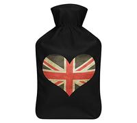 Botella de agua de goma con la bandera de Inglaterra con cubierta de felpa suave, bolsa de agua caliente para invierno, manos y pies, protección contra el frío, 1000 ml