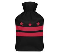 Botella de agua de goma con la bandera de Washington DC con cubierta de felpa suave, bolsa de agua caliente para invierno, manos y pies, protección contra el frío, 1000 ml
