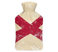 Botella de agua de goma con la bandera del estado de Alabama con cubierta de felpa suave, bolsa de agua caliente para invierno, manos y pies, protección contra el frío, 1000 ml