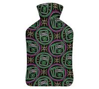 Botella de agua de goma con patrón de tarot neón con cubierta de felpa suave, bolsa de agua caliente para invierno, manos y pies, protección contra el frío, 1000 ml