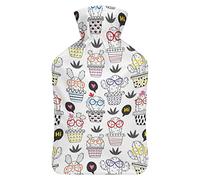 Botella de agua de goma de cactus para colorear con funda de felpa suave, bolsa de agua caliente para invierno, manos y pies, protección contra el frío, 1000 ml