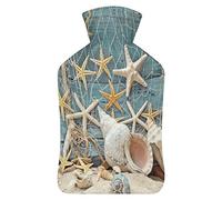 Botella de agua de goma de estrella de mar con cubierta de felpa suave, bolsa de agua caliente para invierno, manos y pies, protección contra el frío, 1000 ml