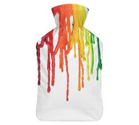 Botella de agua de goma de goteo con cubierta de felpa suave, bolsa de agua caliente para invierno, manos y pies, protección contra el frío, 1000 ml