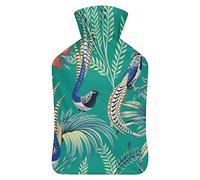 Botella de agua de goma de granada de jardín con cubierta de felpa suave, bolsa de agua caliente para invierno, manos y pies, protección contra el frío, 1000 ml