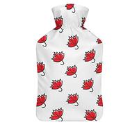 Botella de agua de goma de hoja de arce con símbolo canadiense con cubierta de felpa suave, bolsa de agua caliente para invierno, manos y pies, protección contra el frío, 1000 ml