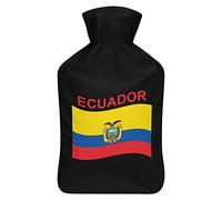 Botella de agua de goma de la bandera de Ecuador con cubierta de felpa suave, bolsa de agua caliente para invierno, manos y pies, protección contra el frío, 1000 ml