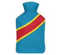 Botella de agua de goma de la República Democrática del Congo con cubierta de felpa suave, bolsa de agua caliente para invierno, manos y pies, protección contra el frío, 1000 ml