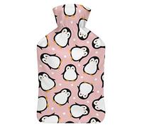Botella de agua de goma de pingüino con cubierta de felpa suave, bolsa de agua caliente para invierno, manos y pies, protección contra el frío, 1000 ml