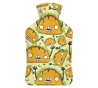 Botella de agua de goma de taco zombi con cubierta de felpa suave, bolsa de agua caliente para invierno, manos y pies, protección contra el frío, 1000 ml