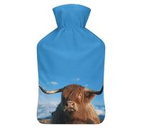 Botella de agua de goma de vaca escocesa con cubierta de felpa suave, bolsa de agua caliente para invierno, manos y pies, protección contra el frío, 1000 ml