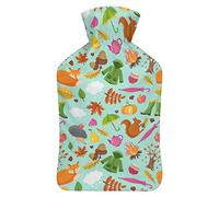 Botella de agua de goma de zorro con cubierta de felpa suave, bolsa de agua caliente para invierno, manos y pies, protección contra el frío, 1000 ml