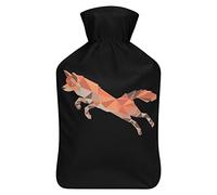 Botella de agua de goma de zorro poligonal con cubierta de felpa suave, bolsa de agua caliente para invierno, manos y pies, protección contra el frío, 1000 ml