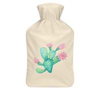 Botella de agua de goma para cactus y suculentas con cubierta de felpa suave, bolsa de agua caliente para invierno, manos y pies, protección contra el frío, 1000 ml