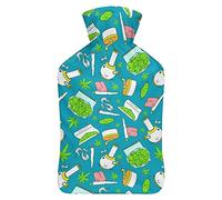 Botella de agua de goma para cigarrillos y malas hierbas con cubierta de felpa suave, bolsa de agua caliente para invierno, manos y pies, protección contra el frío, 1000 ml