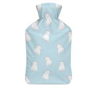 Botella de agua de goma para mascotas con diseño de gatos blancos con cubierta de felpa suave, bolsa de agua caliente para invierno, manos y pies, protección contra el frío, 1000 ml