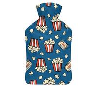 Botella de agua de goma para palomitas de maíz y boletos de película, con cubierta de felpa suave, bolsa de agua caliente para invierno, manos y pies, protección contra el frío, 1000 ml