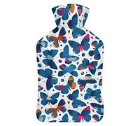 Botella de agua de goma psicodélica con cubierta de felpa suave, bolsa de agua caliente para invierno, manos y pies, protección contra el frío, 1000 ml