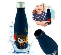 Botella de agua de Harry Potter para niños, botella de plástico negro Chibi de 650 ml, sin BPA y a prueba de fugas, botella reutilizable para la escuela, viajes y deportes, regalo de mercancía para